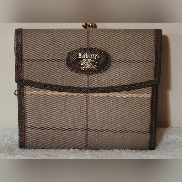 BURBERRYS Nova Check Plaid Print Bifold Canvas Wallet VINTAGE EUC - Picture 1 of 15